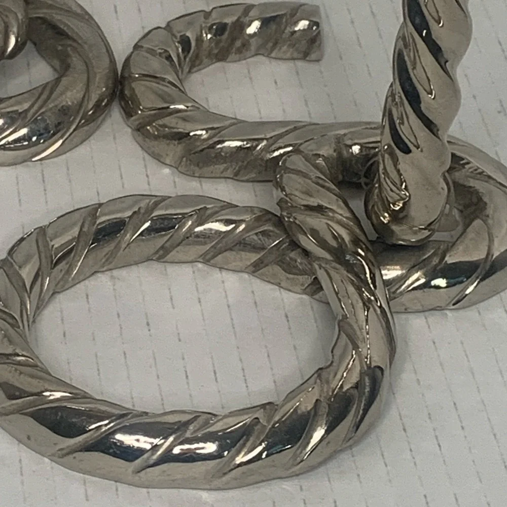 WEST ELM SILVER DECORATIVE SPIRAL PILLER CANDLE HOLDERS 3x3 size